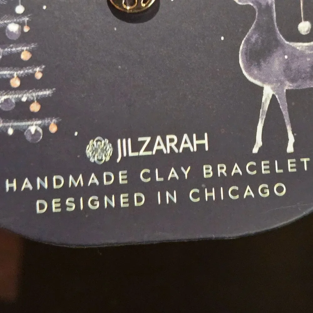 New Jilzarah Clay Beaded Bracelet Peace‎ on Earth Charms Dove Globe Winter Gold